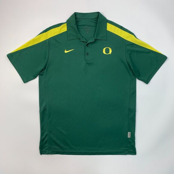 Nike Oregon Ducks Polo Shirt Mens M Medium Green Yellow Performance Short Sleeve - Picture 2 of 10